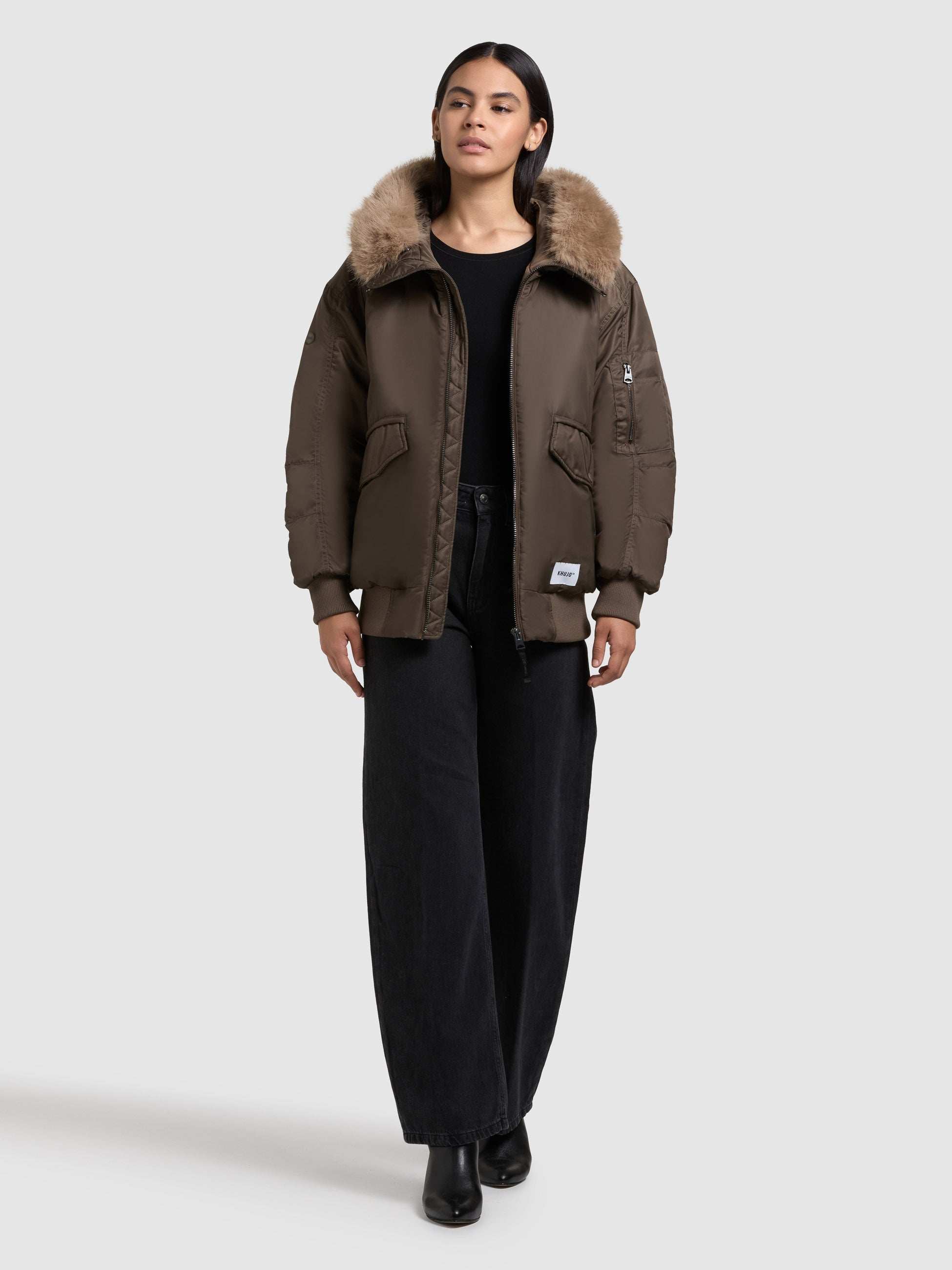 khujo-jacke-cela-potter-brown-damen-bomberjacke-mit-kapuze image 2