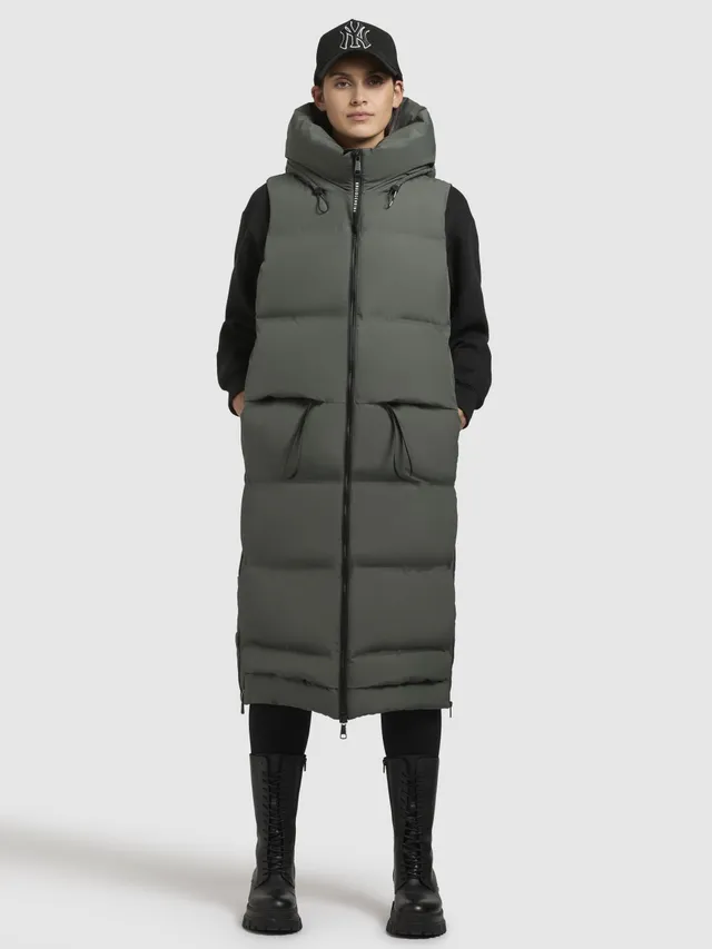 khujo-weste-anny-damen-steppweste-knielang-grey-green image 1