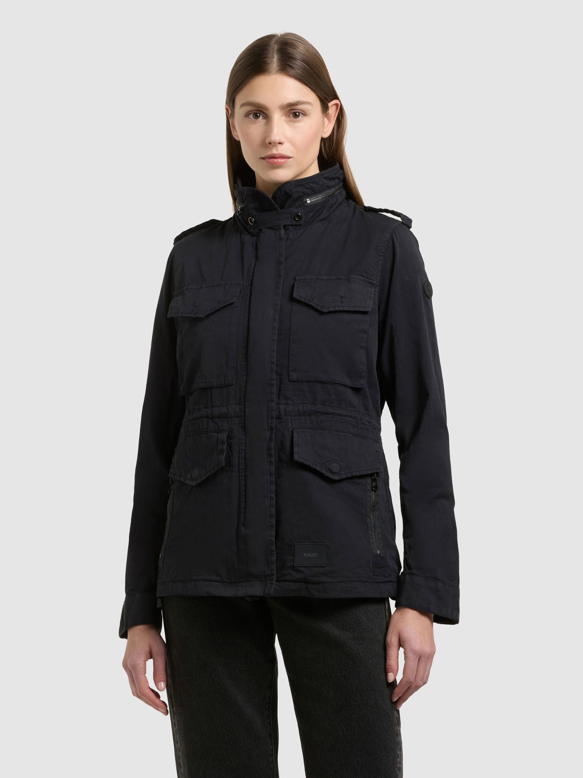 khujo-jacke-nori-black-fieldjacke-aus-baumwolltwill-im-military-stil image 1