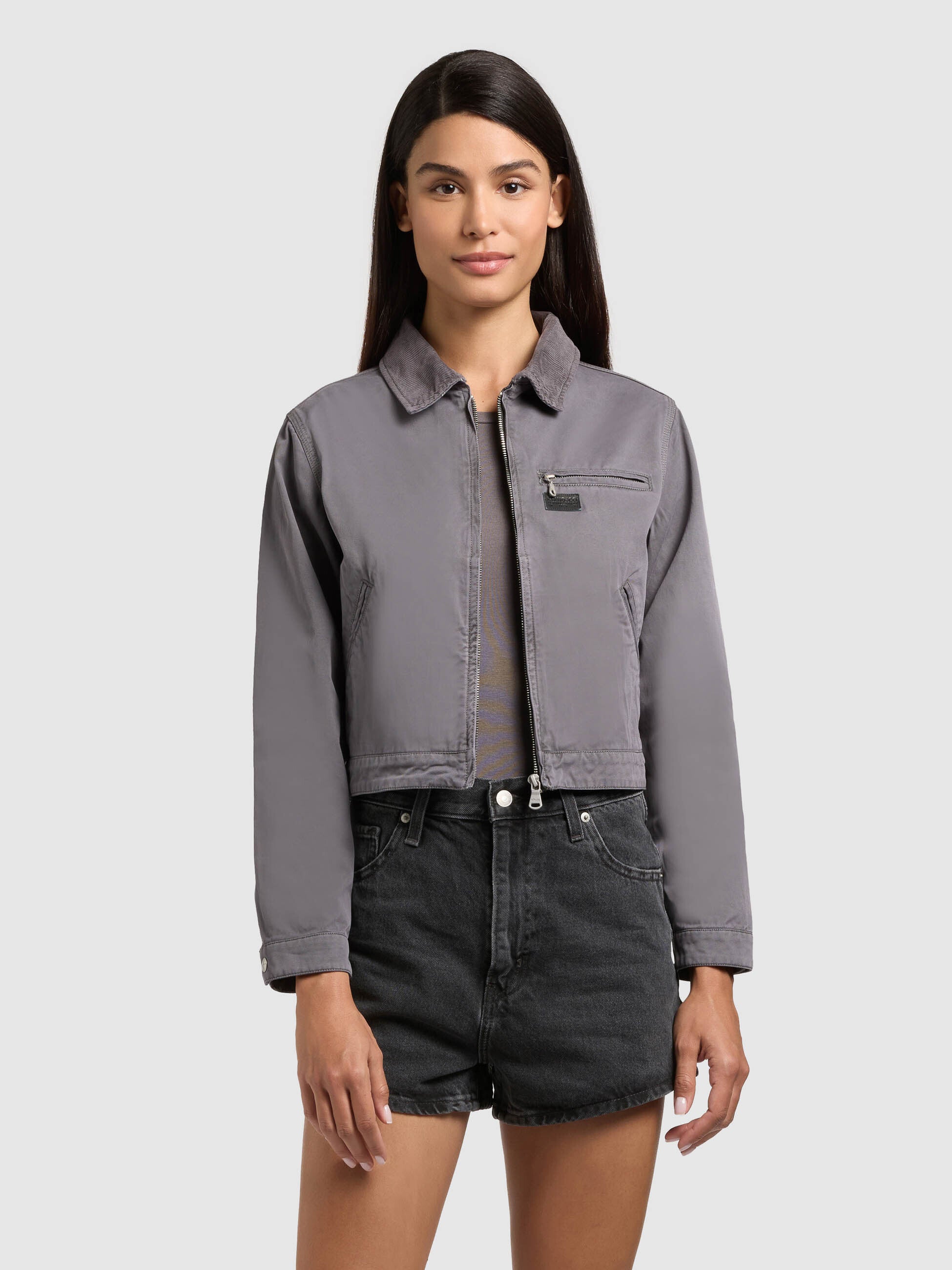 khujo-jacke-georgia-sea-grey-damen-blouson-sommerjacke-cropped image 1
