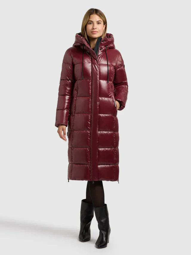 khujo-coat-willa-damen-steppmantel-mahogany-red-knielang image 1