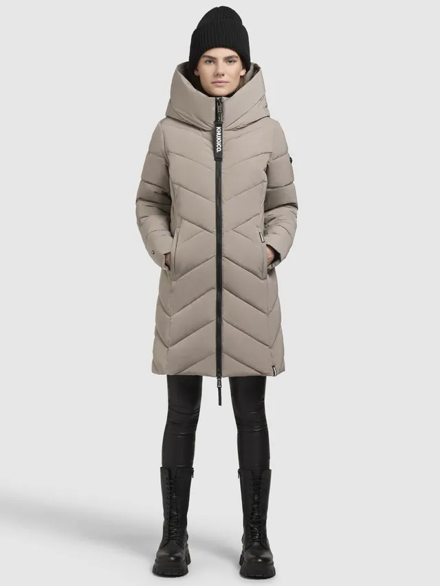 khujo-coat-darka2-gray-beige-damen-steppmantel-mit-kapuze image 1