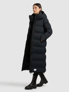 khujo-coat-larea4-black-wadenlanger-damen-steppmantel-regular-fit-mit-kapuze image 2