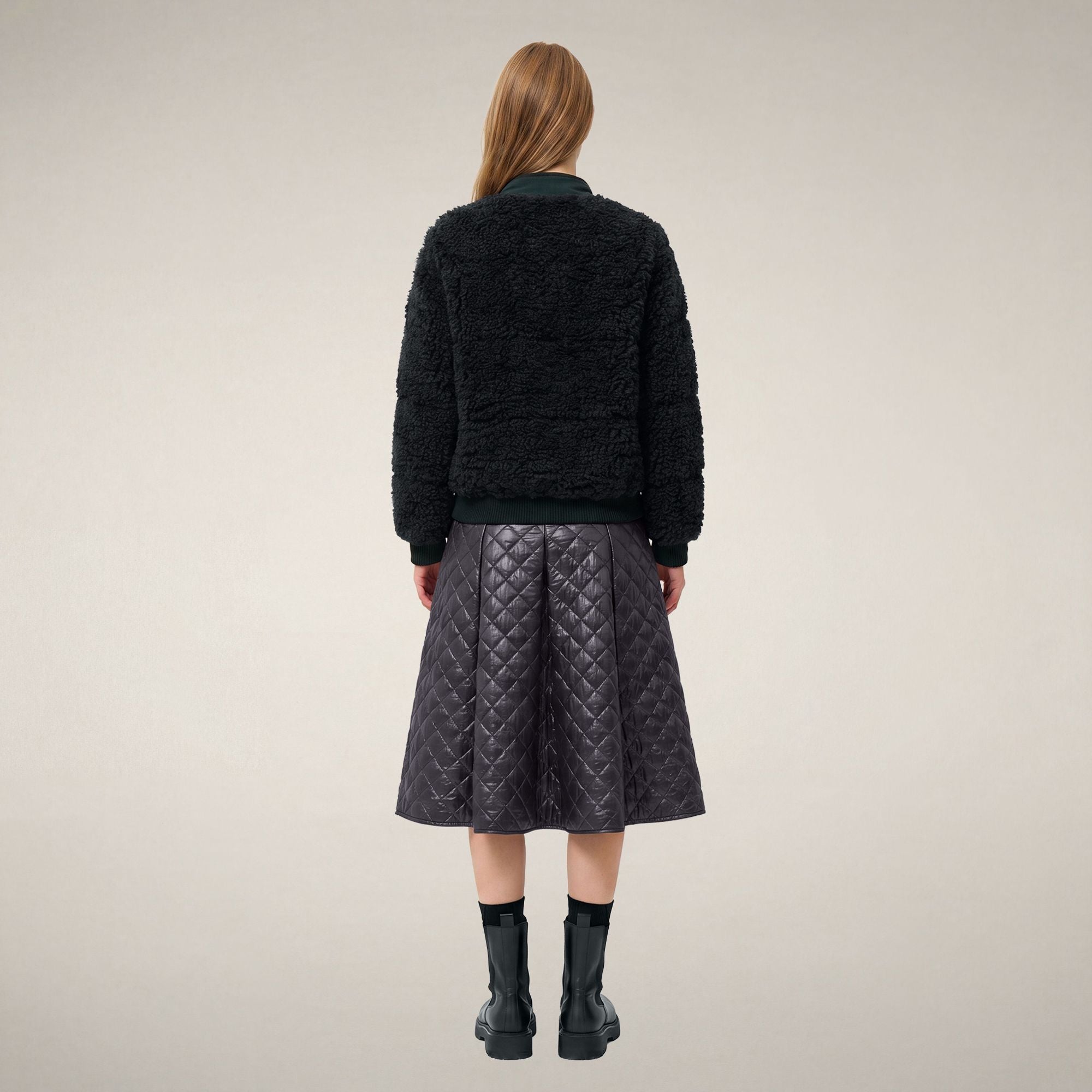 save-the-duck-valery-damen-puffer-nori-gr-n-bomber-aus-pelz-optik image 2
