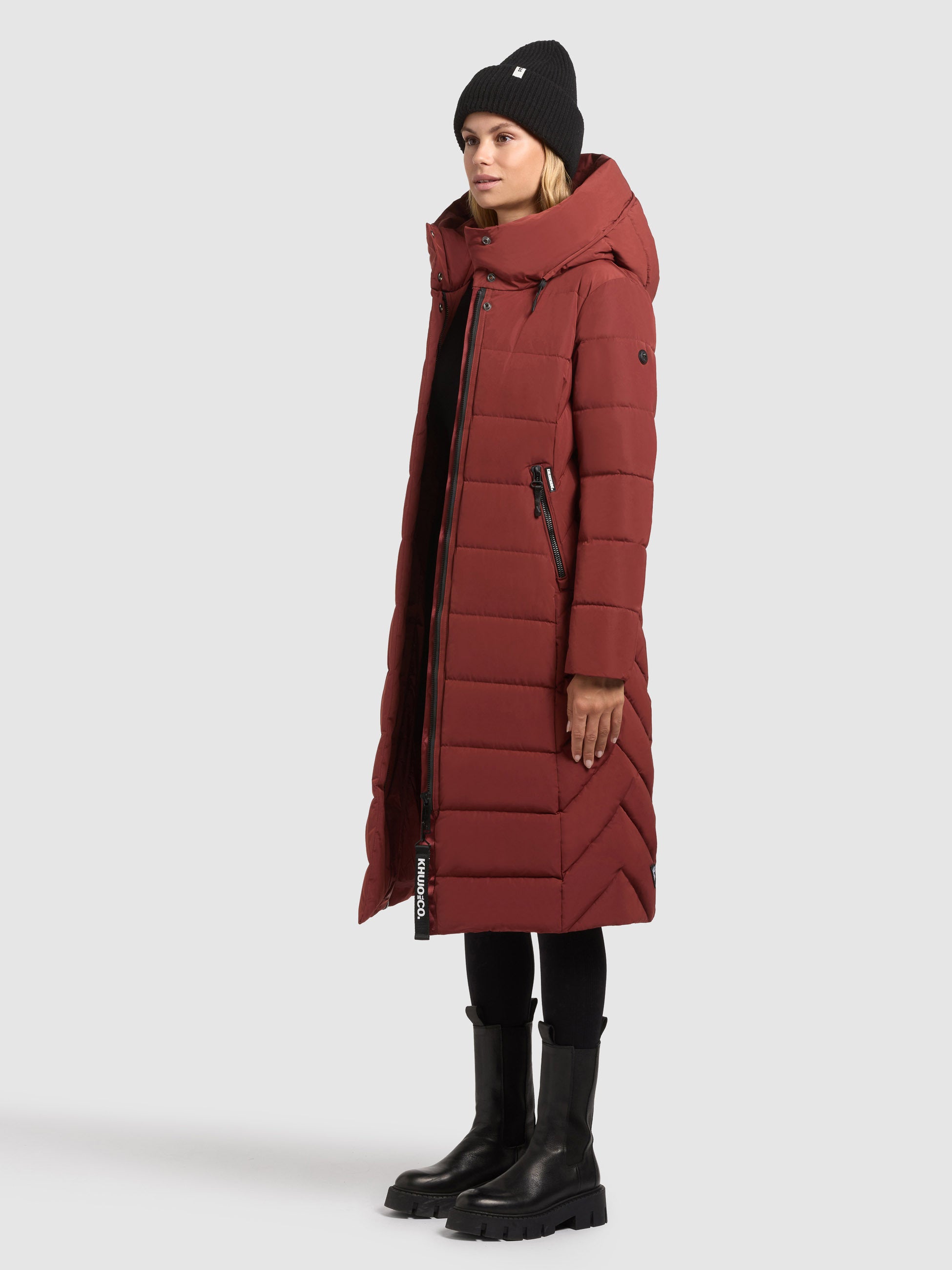 khujo-mantel-sensy-dark-red-damen-steppmantel-wadenlang-regular-fit image 6