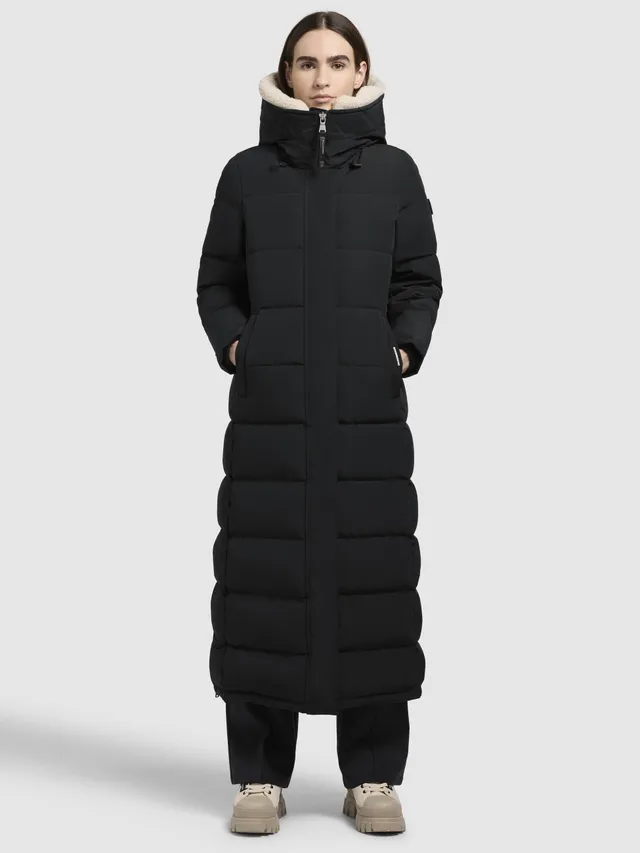 khujo-claresse-teddy-damen-steppmantel-schwarz-wadenlang-mit-kunstfell image 1