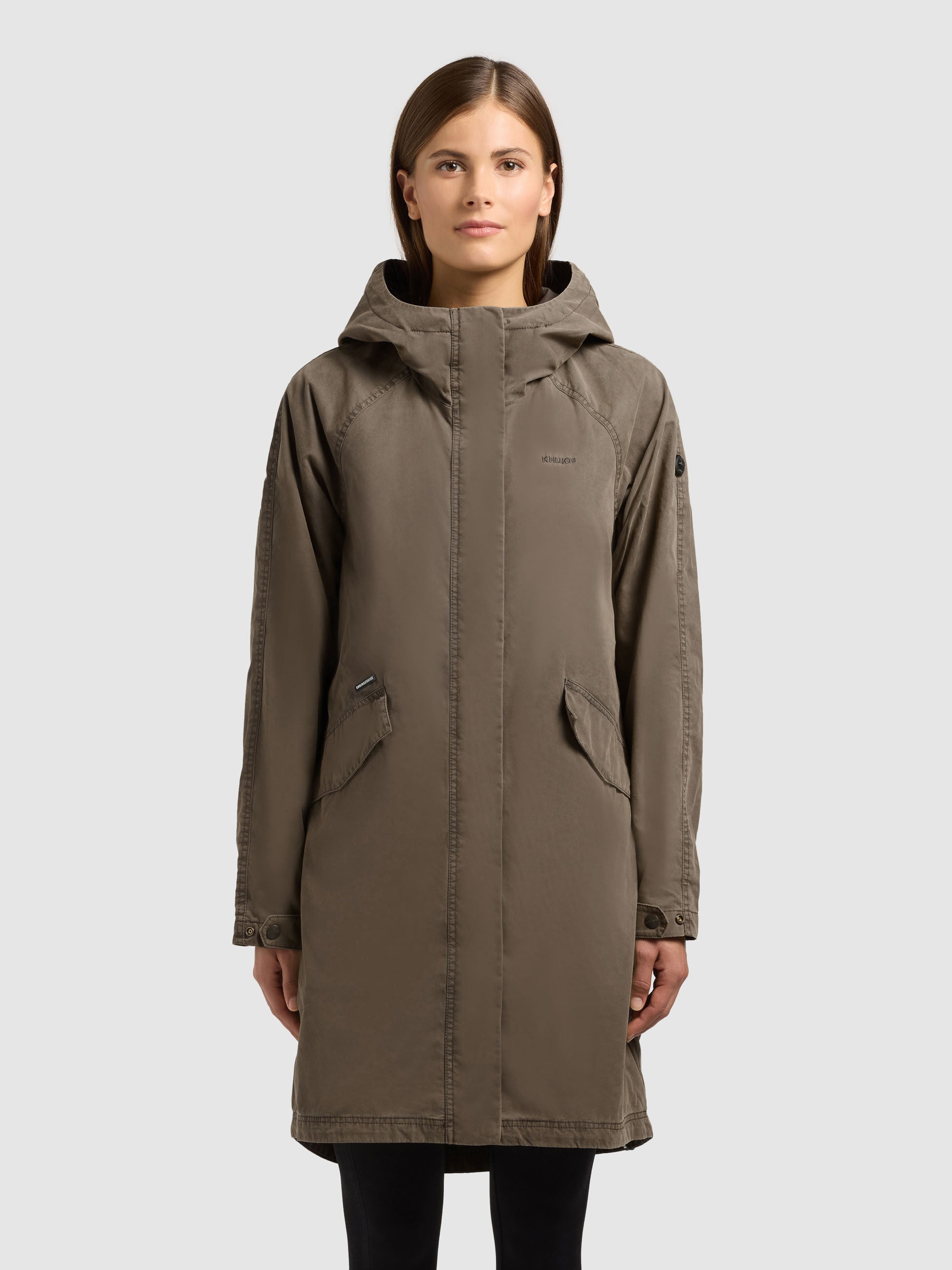 khujo-mantel-leal-latte-brown-damen-baumwollmantel-mit-kapuze image 1