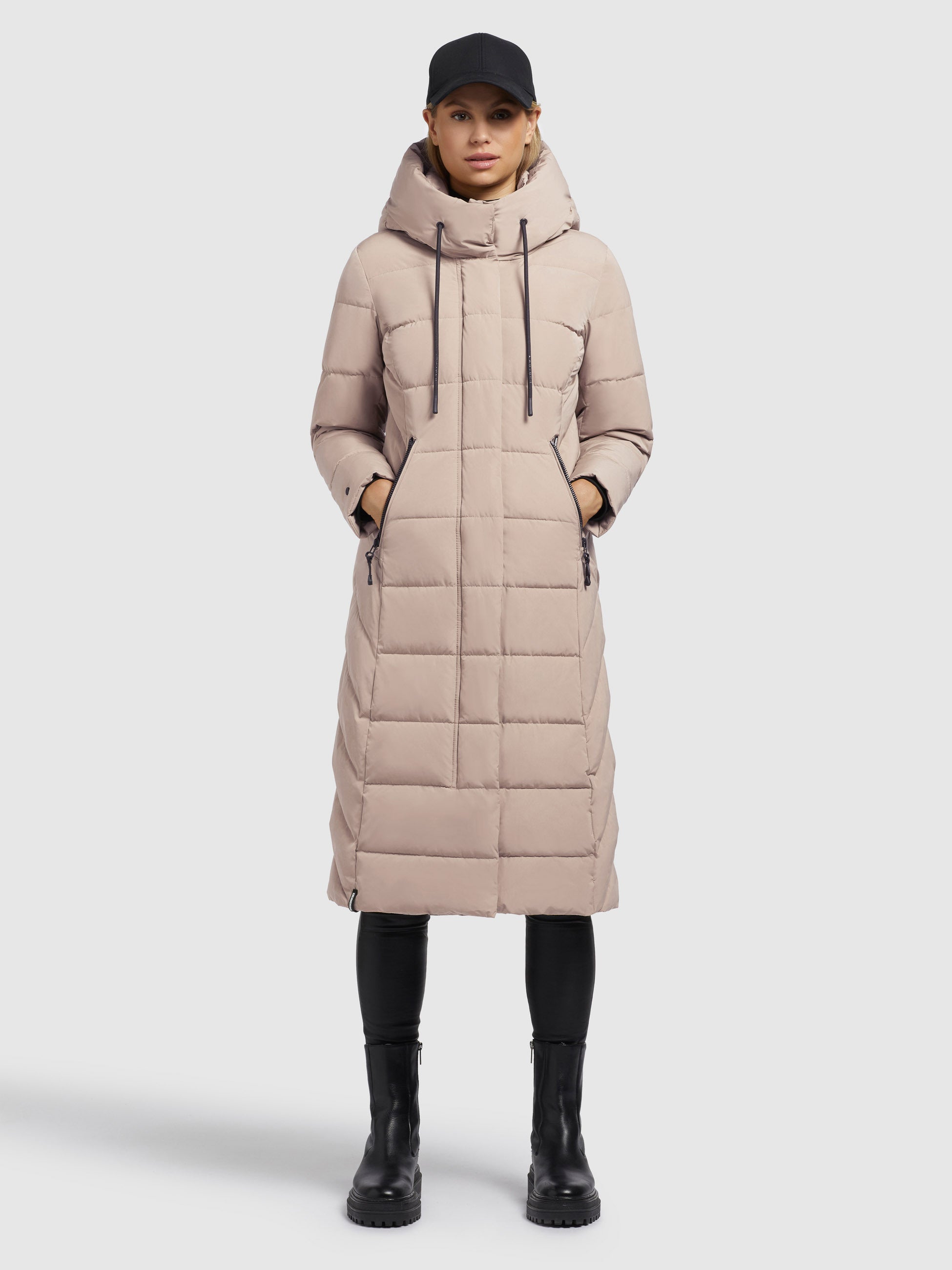 khujo-tynse-damen-mantel-hellbeige-wattierter-wadenmantel-regular-fit image 1