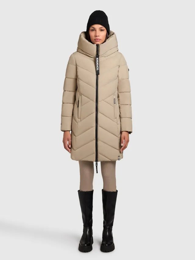khujo-darka2-damen-mantel-beige-langer-steppmantel-regular-fit image 1