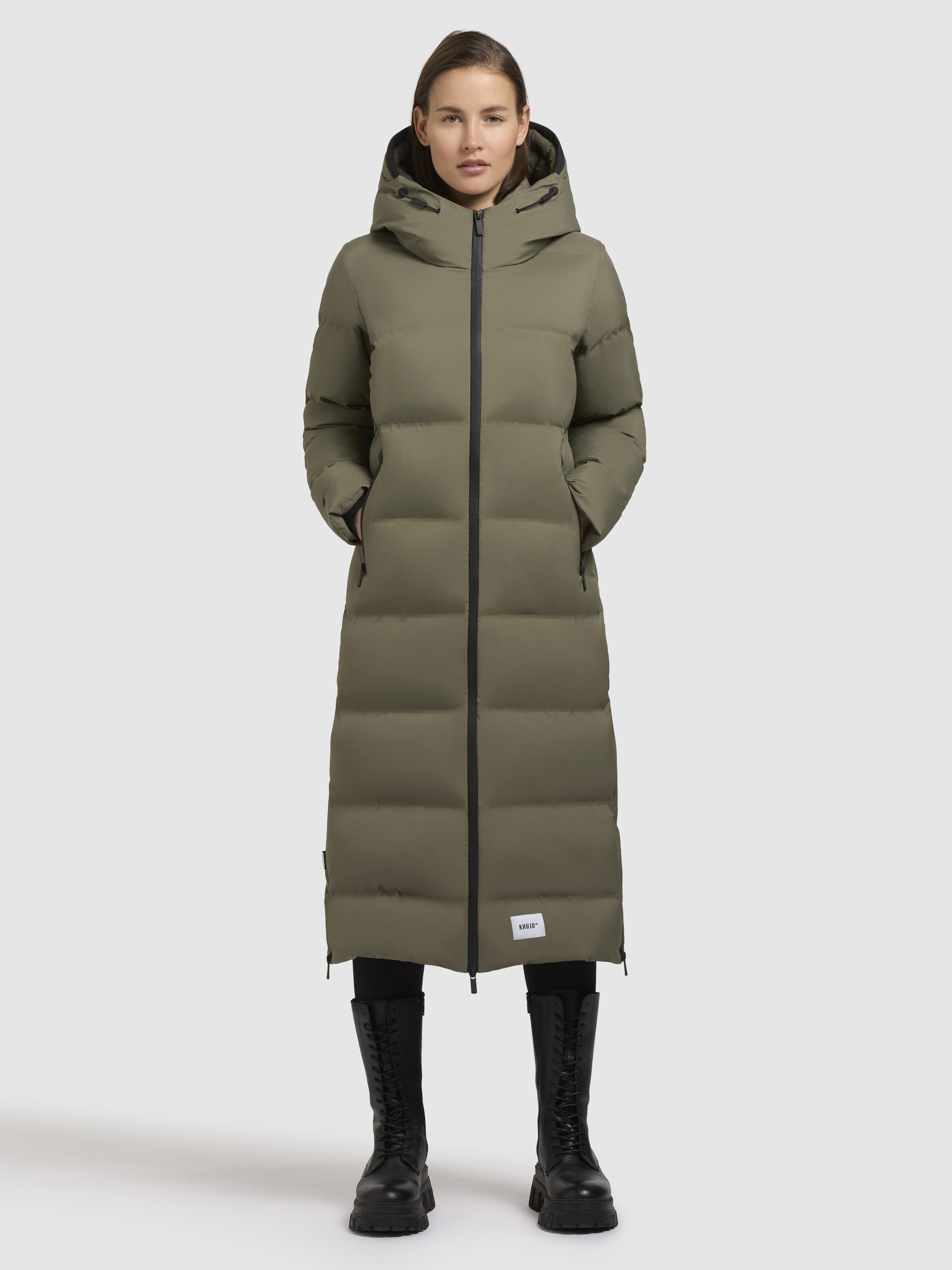 khujo-mantel-larea3-light-olive-wadenlanger-winter-steppmantel-damen-mit-kapuze image 1