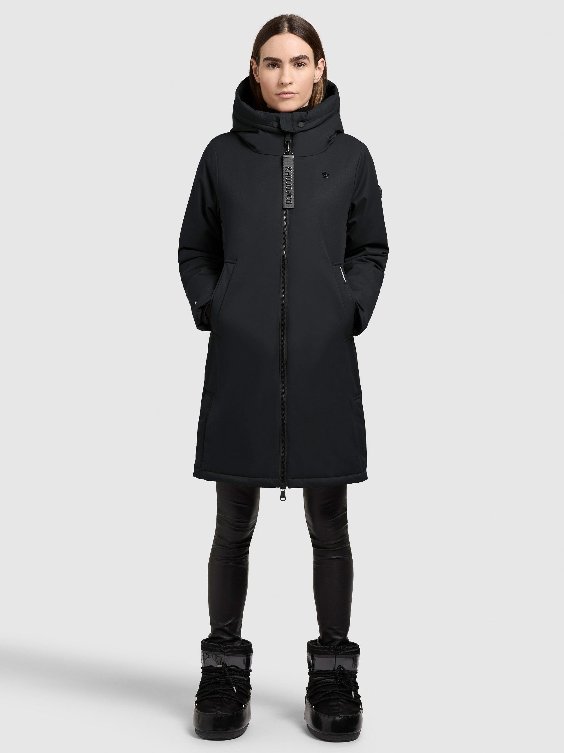 khujo-yaak3-damen-kurzmantel-black-leicht-wattierter-parka-mit-gro-er-kapuze image 1