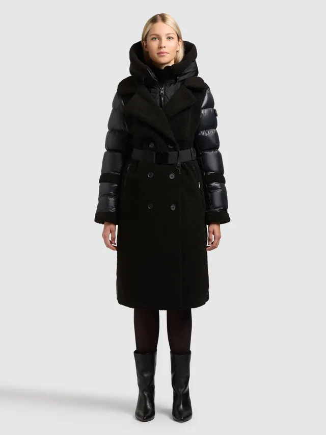 khujo-mantel-kalmia-black-damen-teddy-kurzmantel-mit-g-rtel-und-kapuzeneinsatz image 1