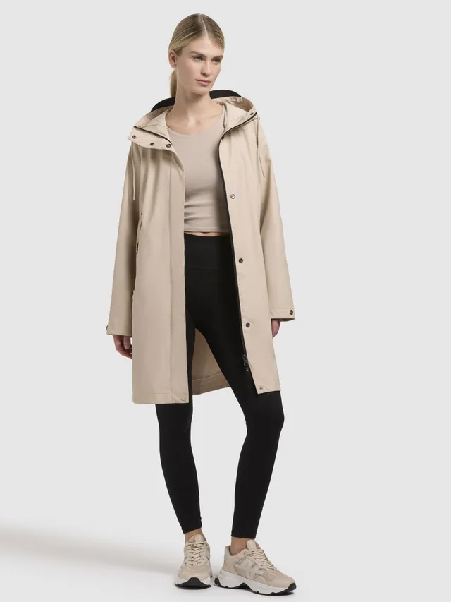 khujo-mantel-liede-beige-beschichteter-regenmantel-kurzmantel-damen image 1