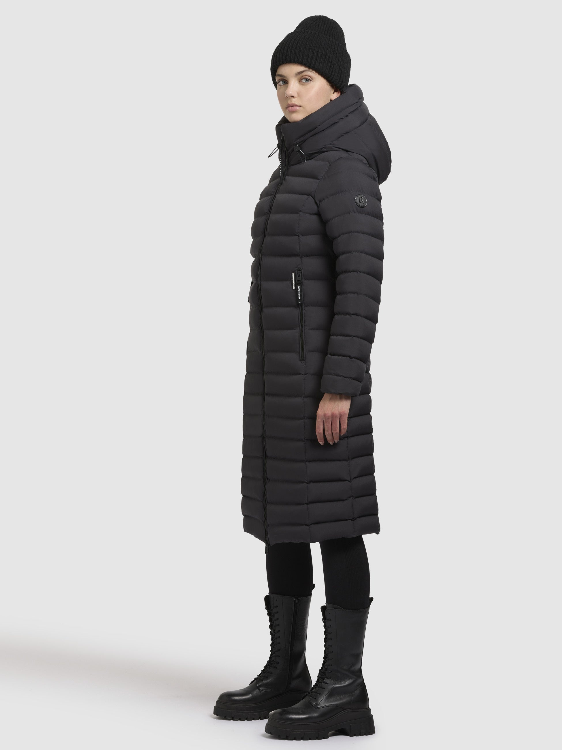khujo-mantel-imes-dunkelgrau-damen-steppmantel-knielang-minimalistisch-mit-kapuz image 5