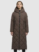 khujo-coat-genti-taupe-dark-wadenlanger-steppmantel-damen image 4