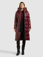 khujo-coat-willa-damen-steppmantel-mahogany-red-knielang image 6
