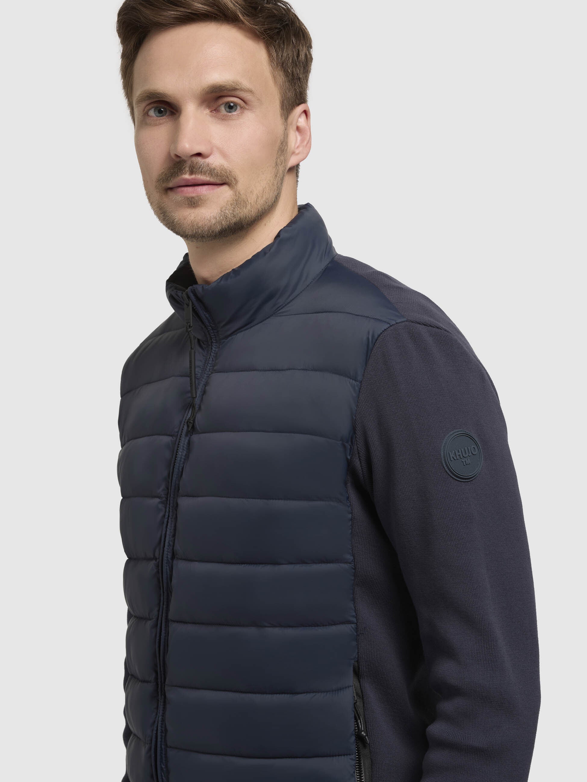 khujo-gideon-jacke-dunkelblau-herren-sommerjacke-slim-fit-materialmix image 8