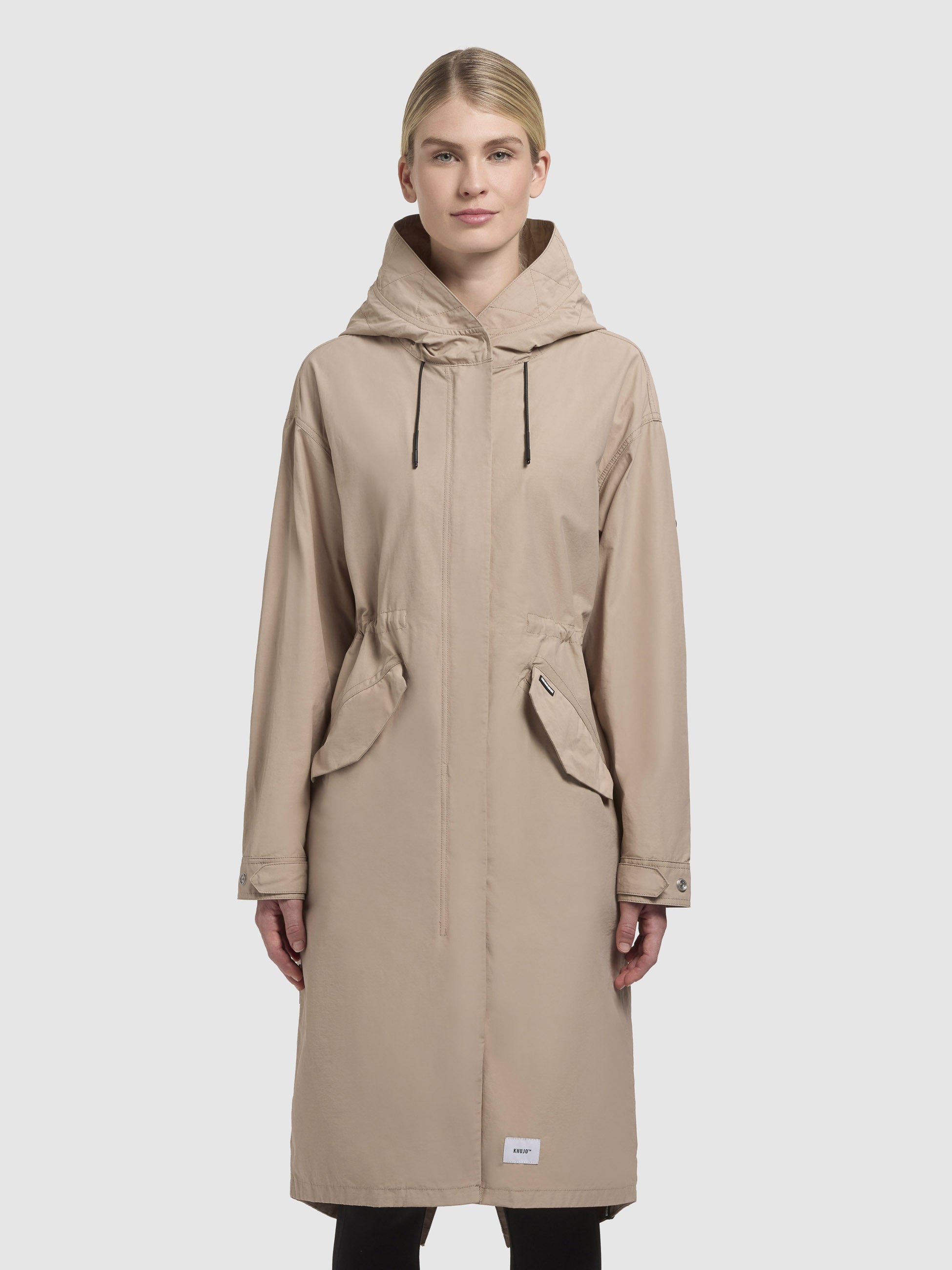 khujo-rayana-damen-mantel-knielang-sommerparka-beige-loose-fit image 4
