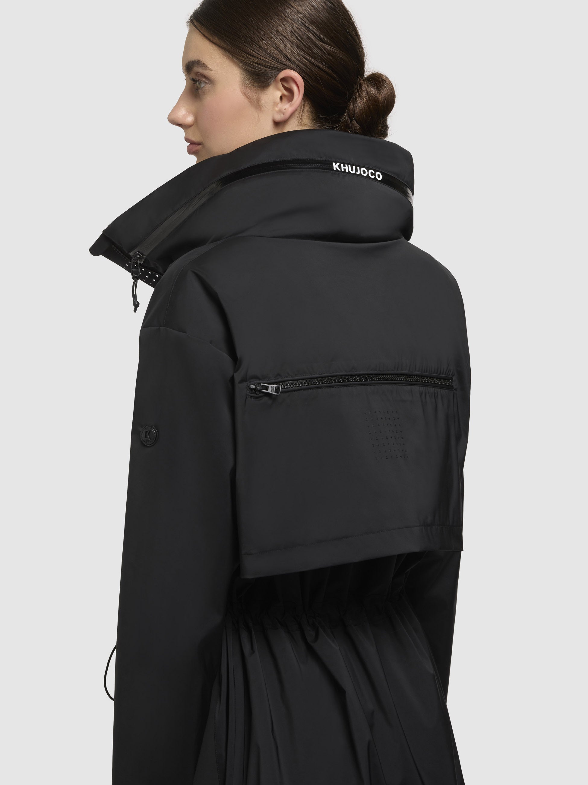 khujo-loulou-damen-mantel-schwarz-knielanger-windbreaker-kurzmantel image 8