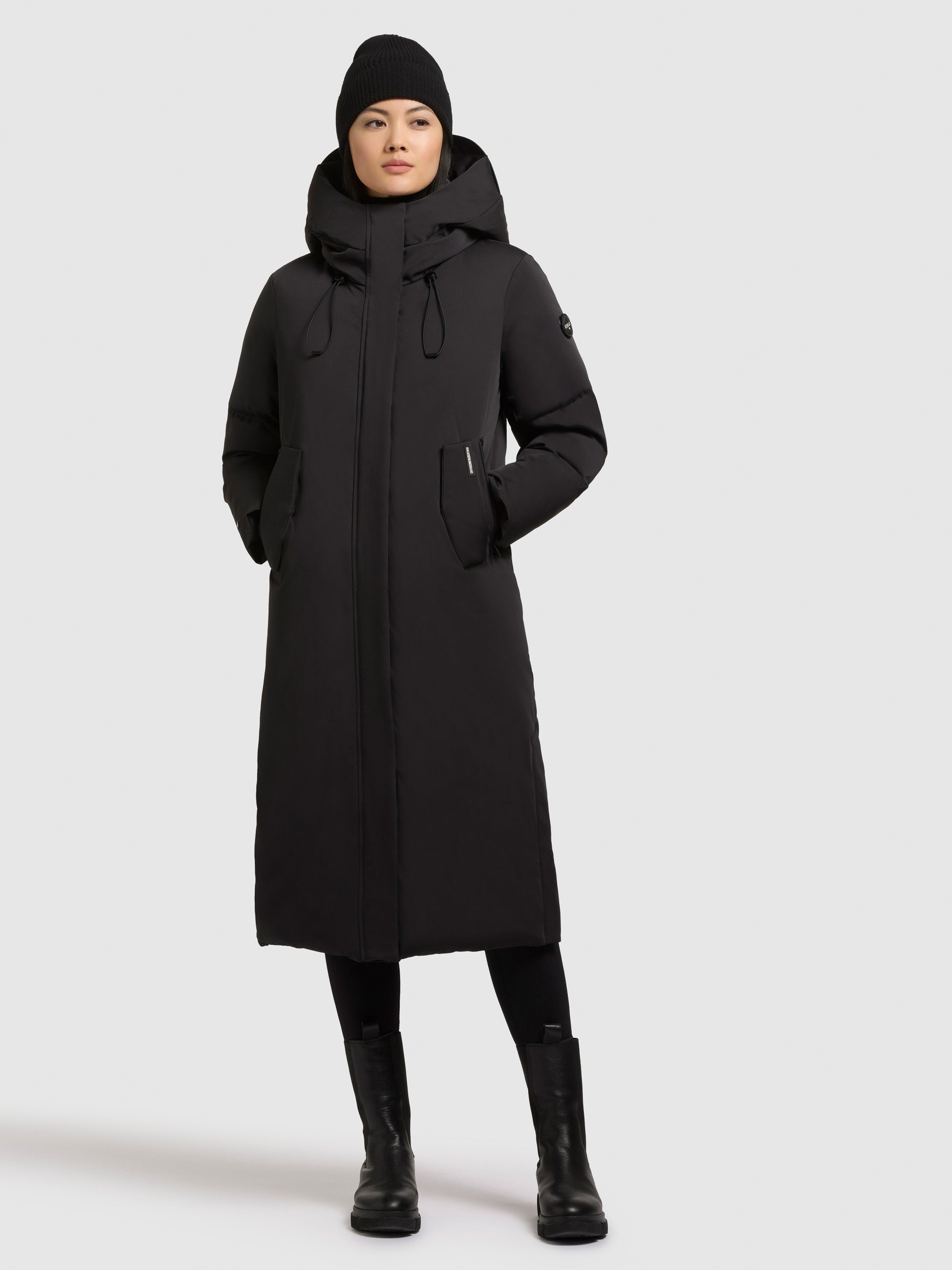 khujo-mantel-luggs-black-damen-wintermantel-teil-gesteppt-mit-visier-kapuze image 1