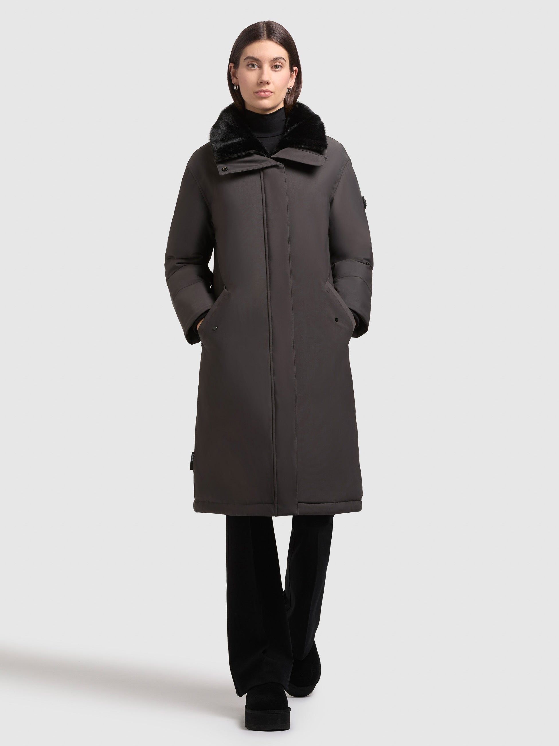 khujo-mantel-collie-winter-grey-knielanger-damen-steppmantel image 1