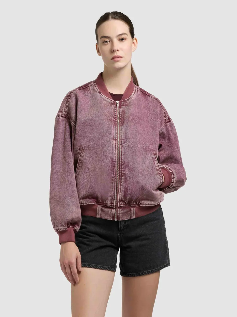 khujo-jeansjacke-clara-fuchsia-damen-blouson-bomberjacke image 1