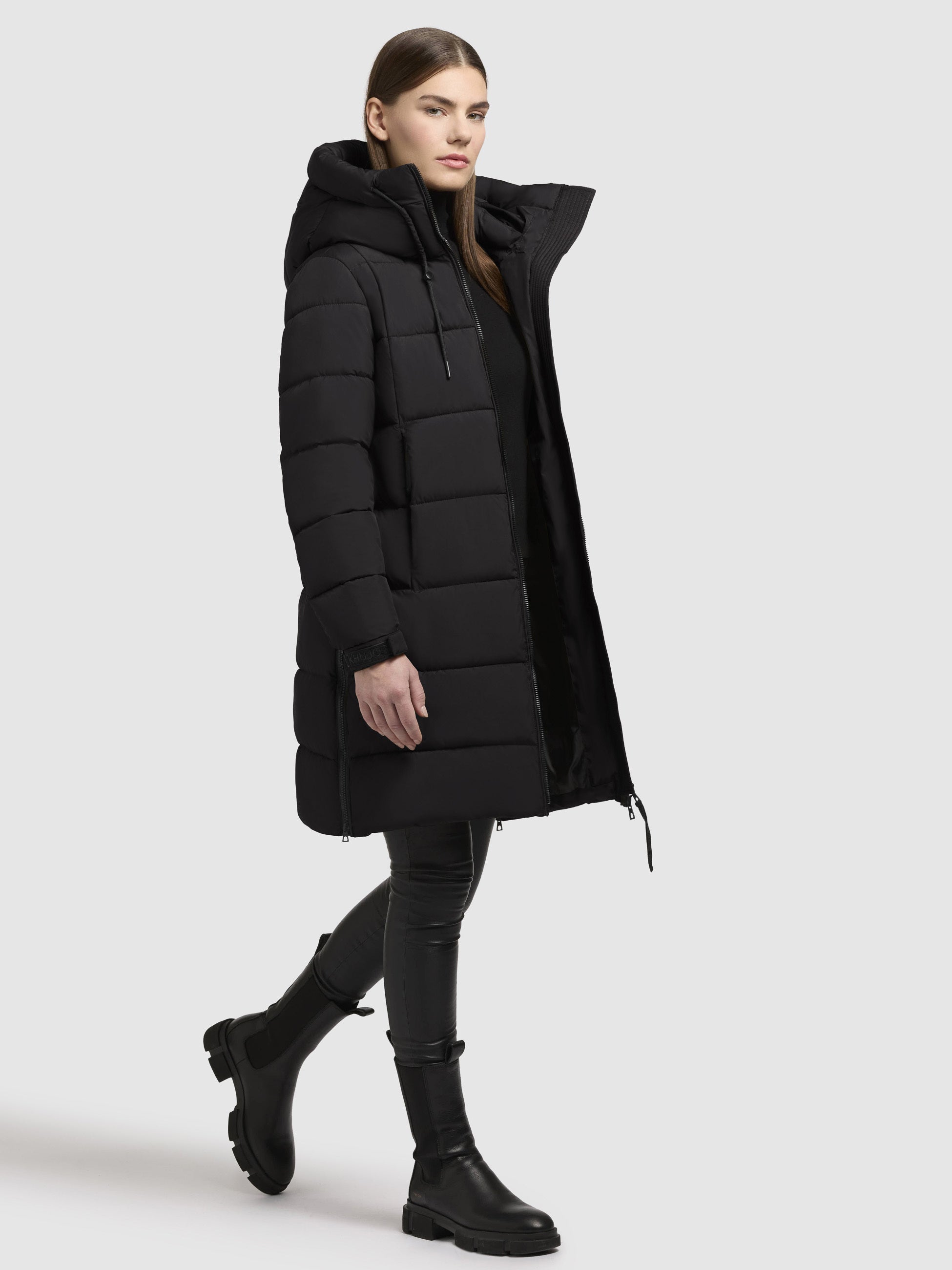 khujo-indie2-mantel-schwarz-damen-winter-steppmantel-wattiert-mit-kapuze image 2