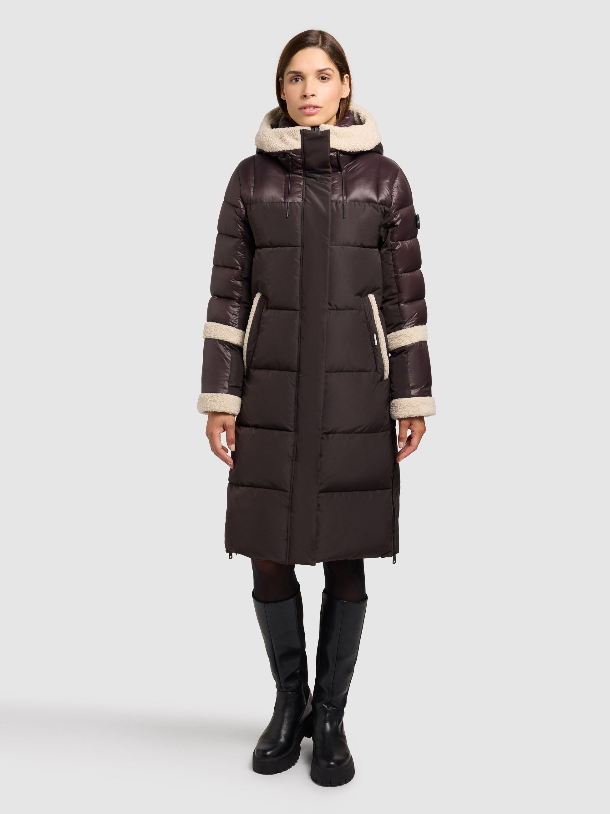 khujo-mantel-desna2-moody-plum-damen-steppmantel-knielang-mit-teddyfleece image 1