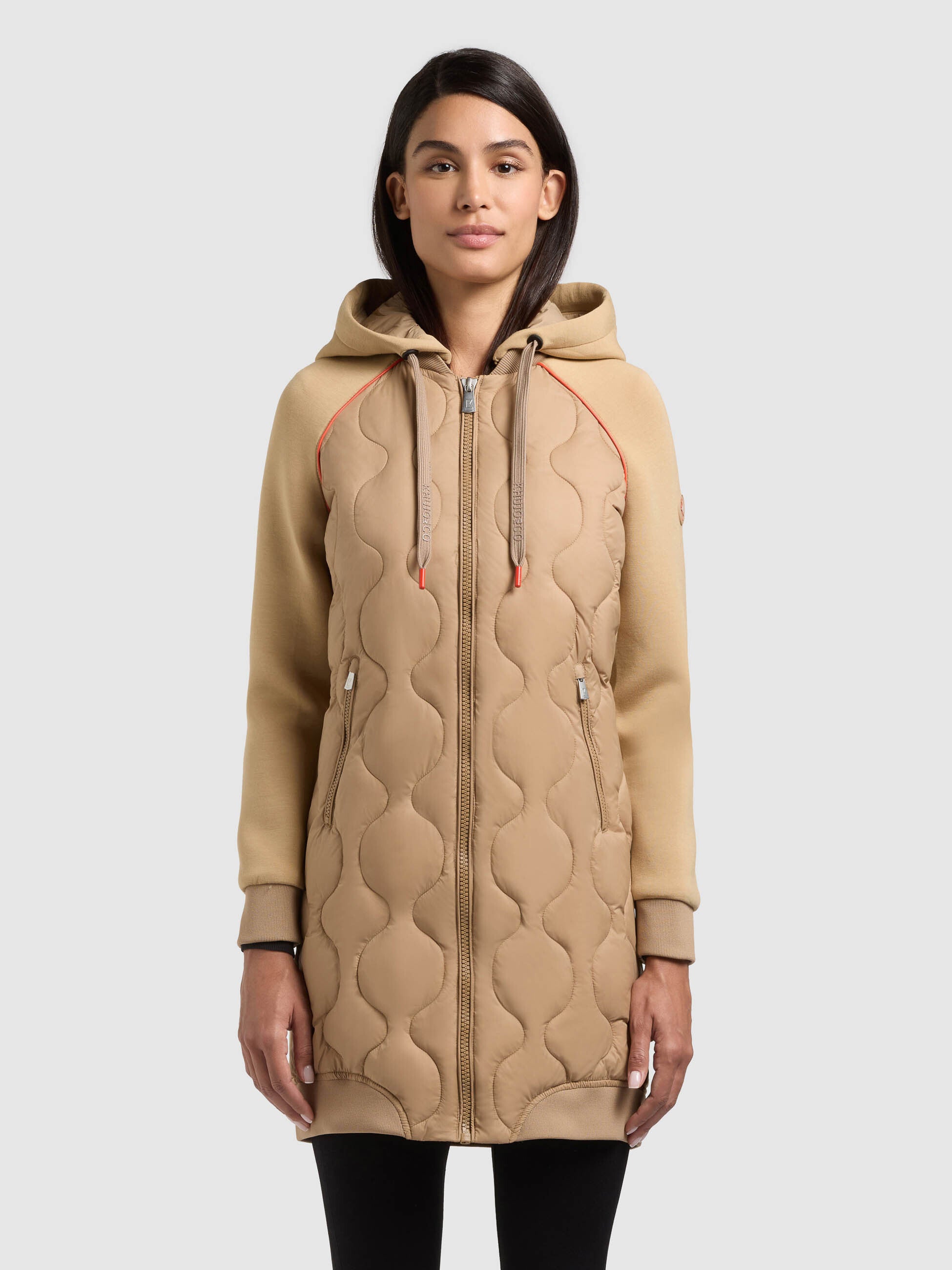 khujo-mantel-nora-dark-camel-damen-steppmantel-im-materialmix image 4