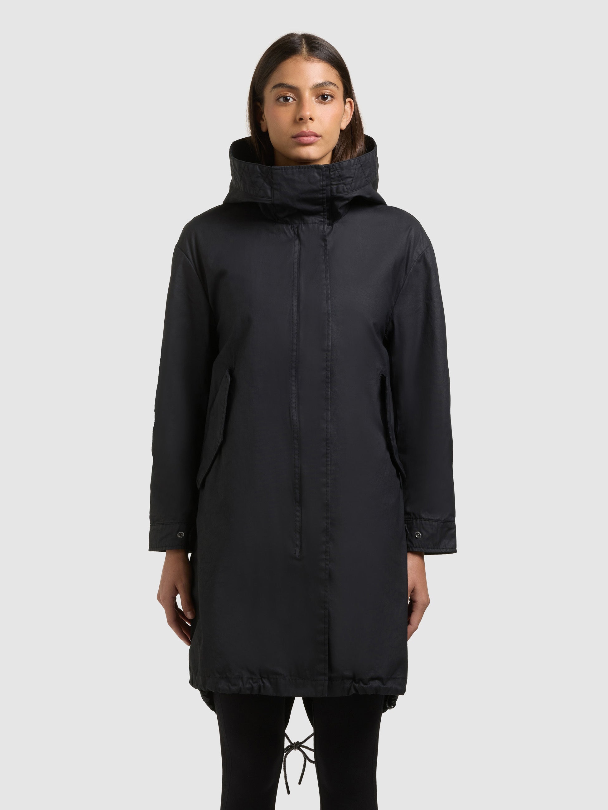 khujo-nele-damen-mantel-black-aus-gewachster-baumwolle image 4