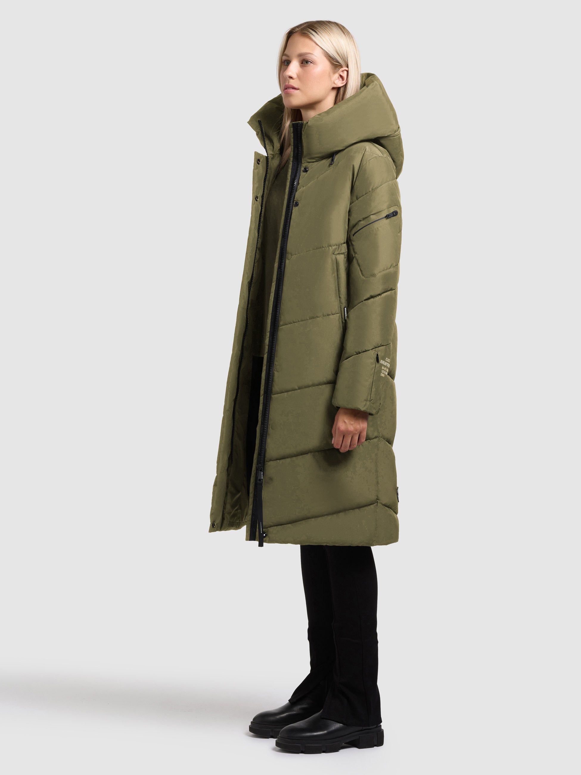 khujo-mantel-jange2-matt-fern-green-knielanger-damen-wintermantel-loose-fit image 2