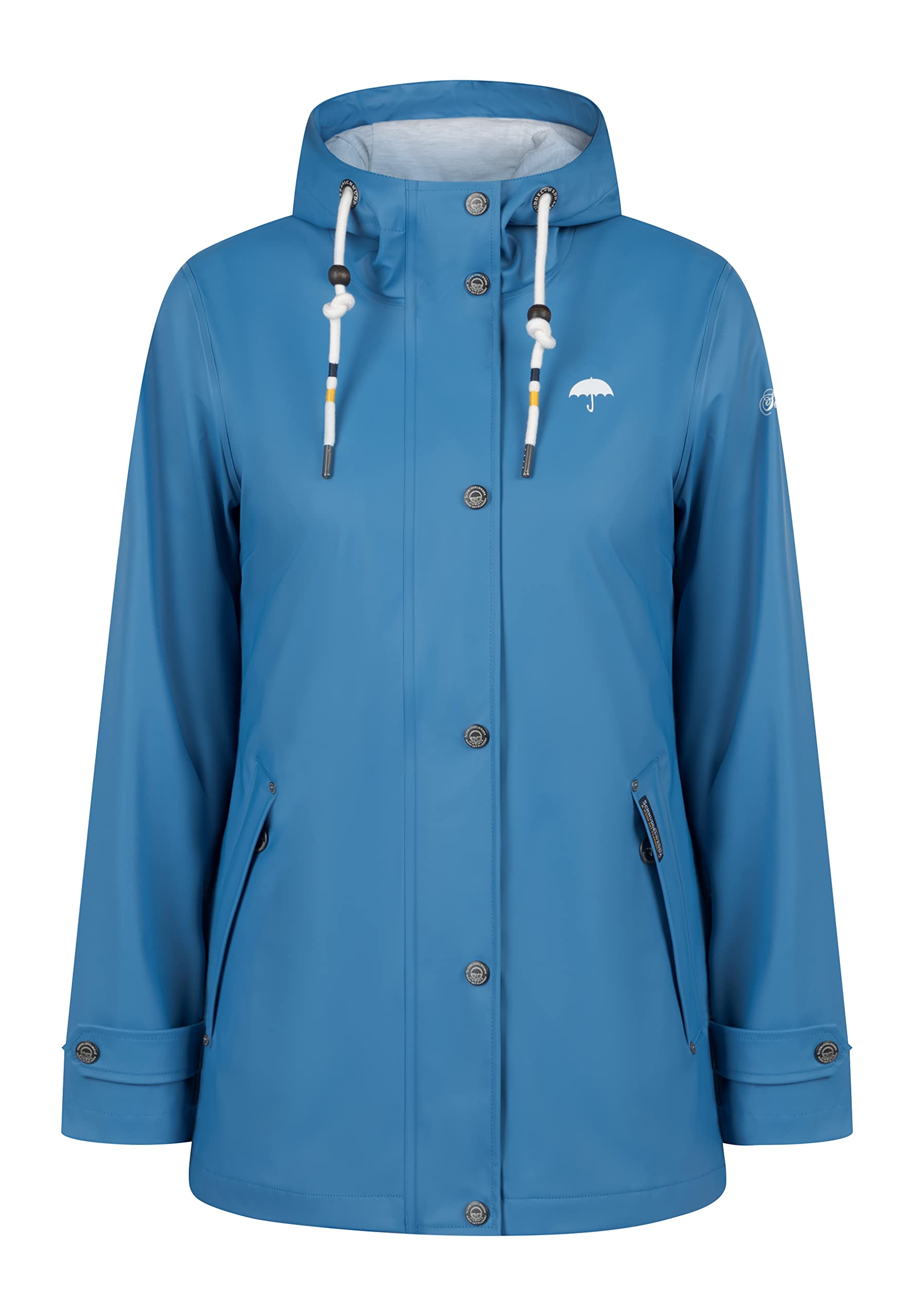 schmuddelwedda-damen-regenjacke-wasserdicht-mit-kapuze-rei-verschluss-und-druckk image 8