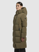 khujo-mantel-loni-khaki-wattierter-damen-steppmantel-knielang image 5