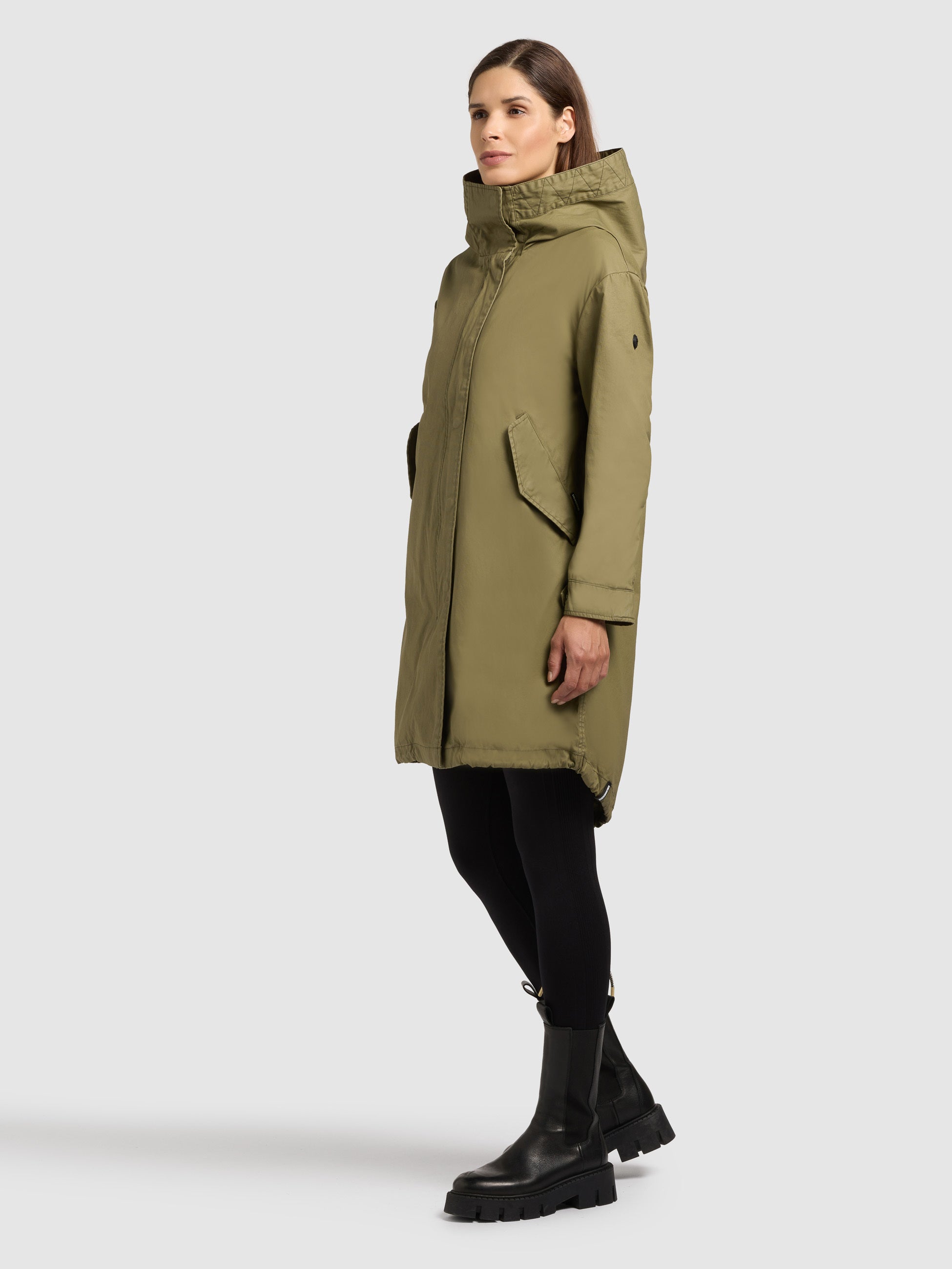 khujo-mantel-nele-olive-parka-aus-gewachster-baumwolle-mit-kapuze image 2