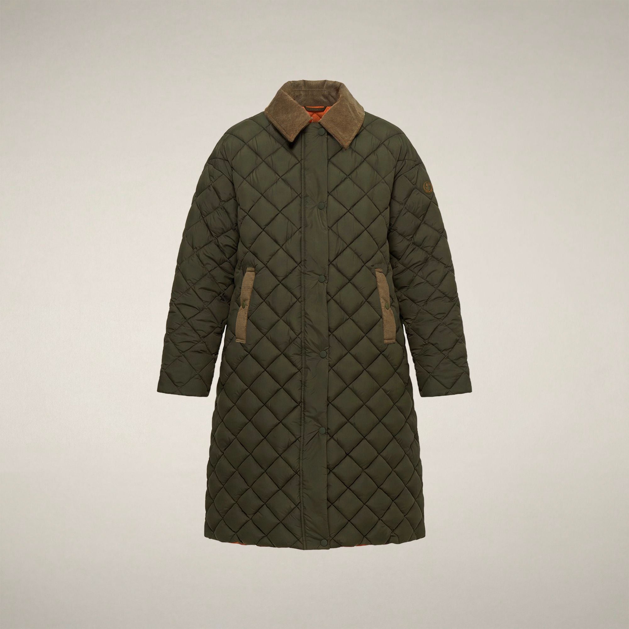 save-the-duck-sadie-damen-long-steppjacke-gr-n-serpente-rautenstepp-mit-kontrast image 3