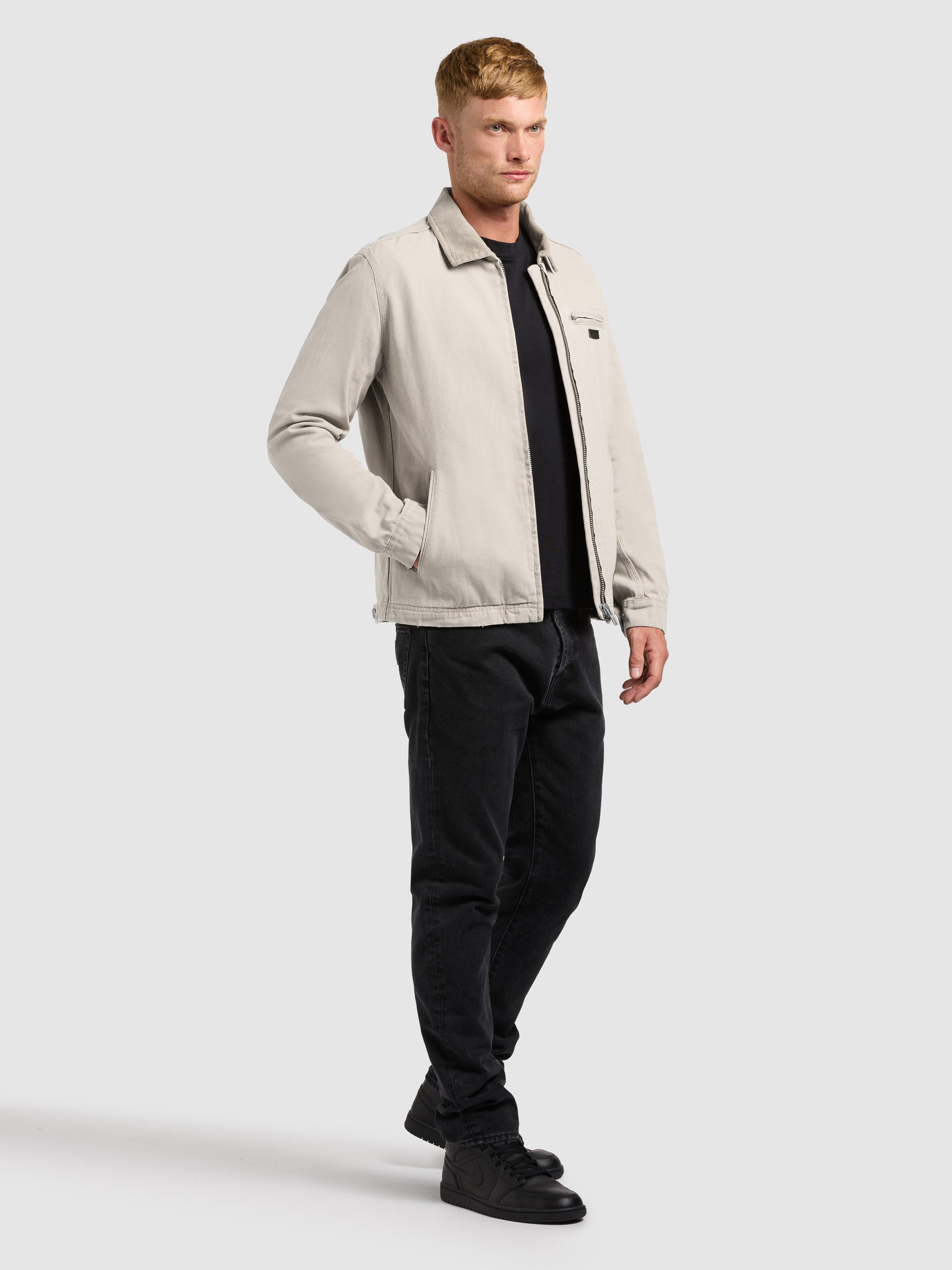khujo-deddy-jacke-greige-damen-blouson-baumwoll-canvas-mit-cordkragen image 6