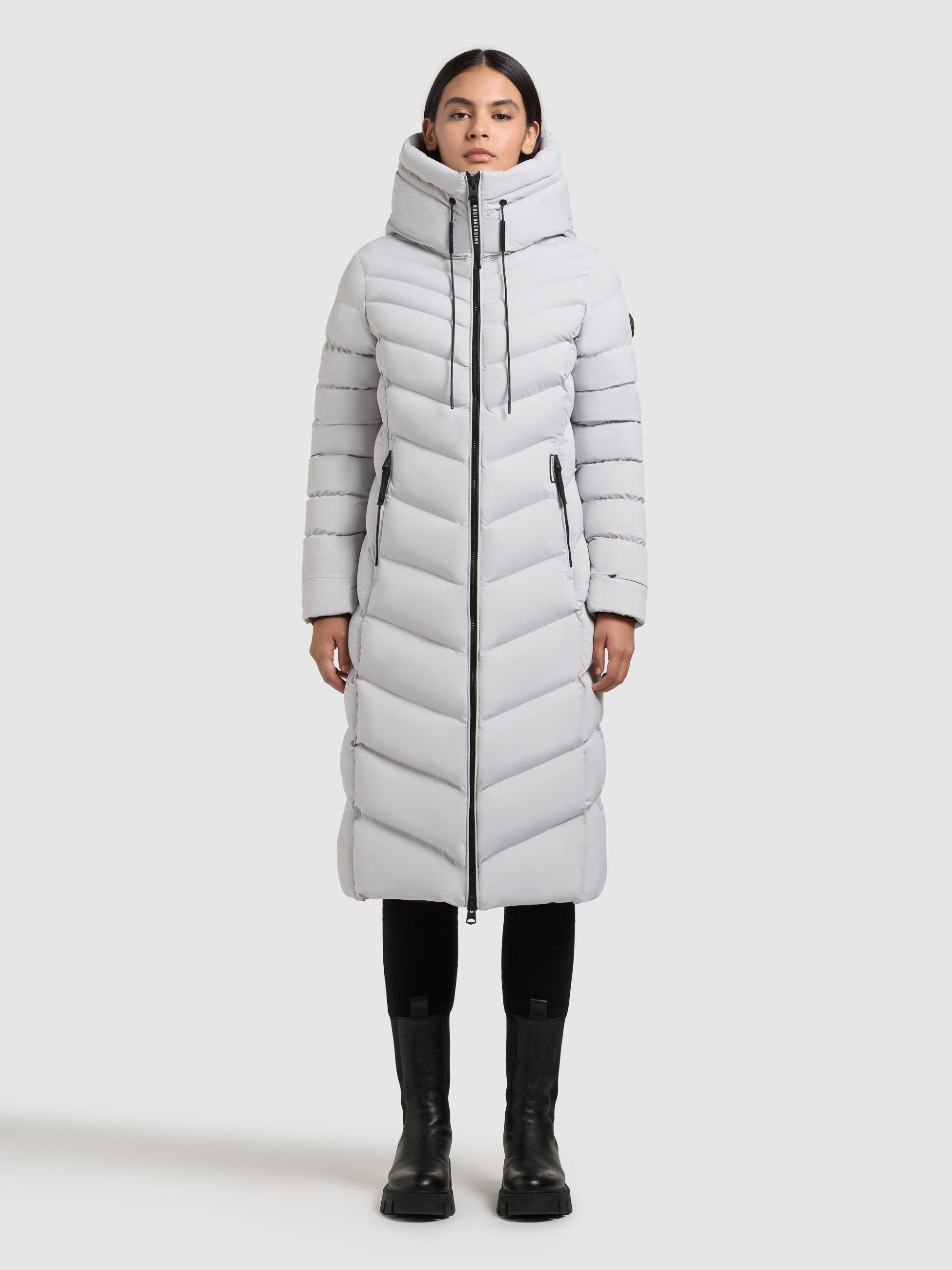 khujo-coat-stoane2-platinum-gray-wadenlanger-damen-steppmantel image 1