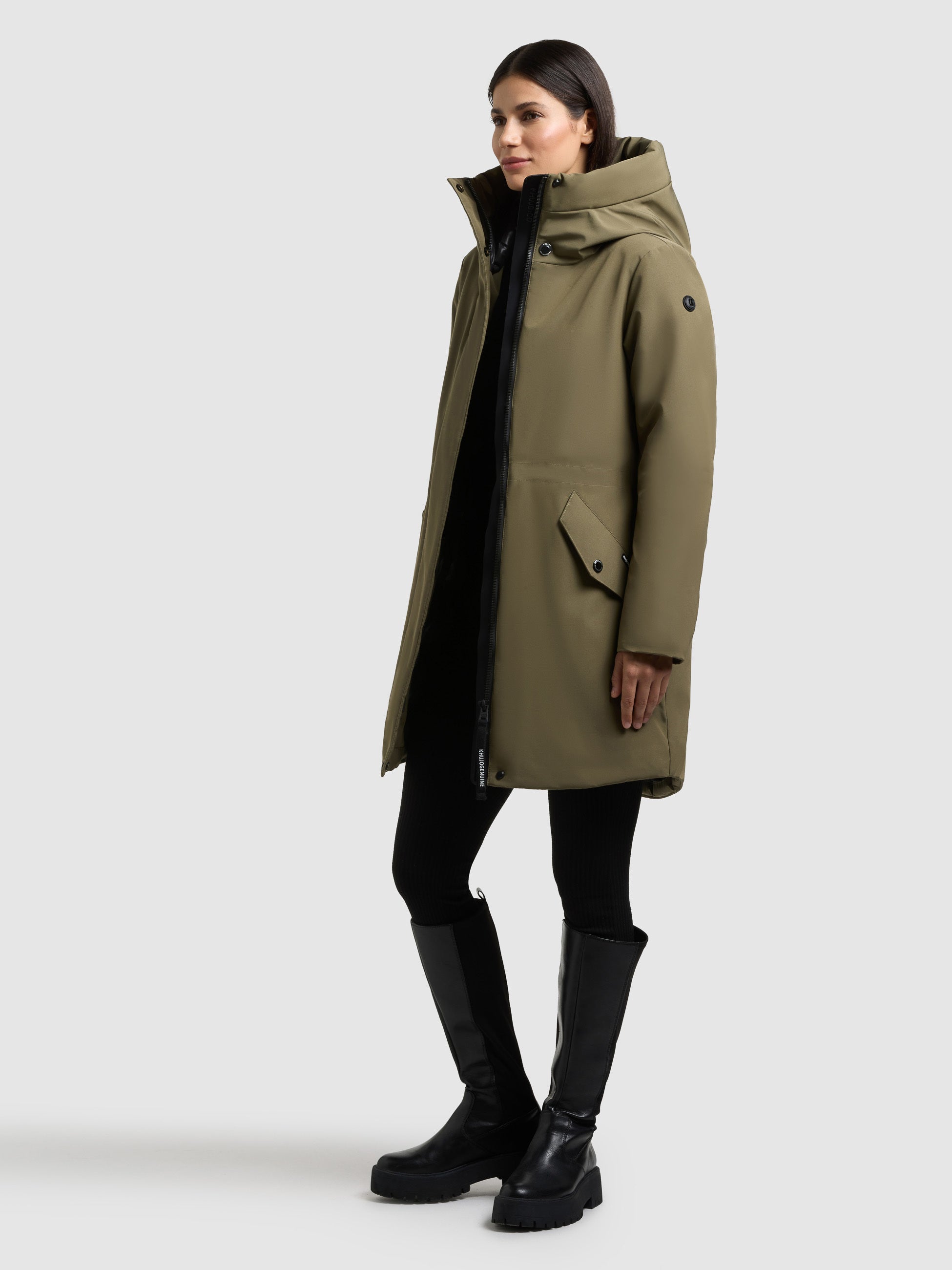 khujo-mantel-diance-scrub-green-damen-kurzmantel-slim-fit-mit-kapuze image 6