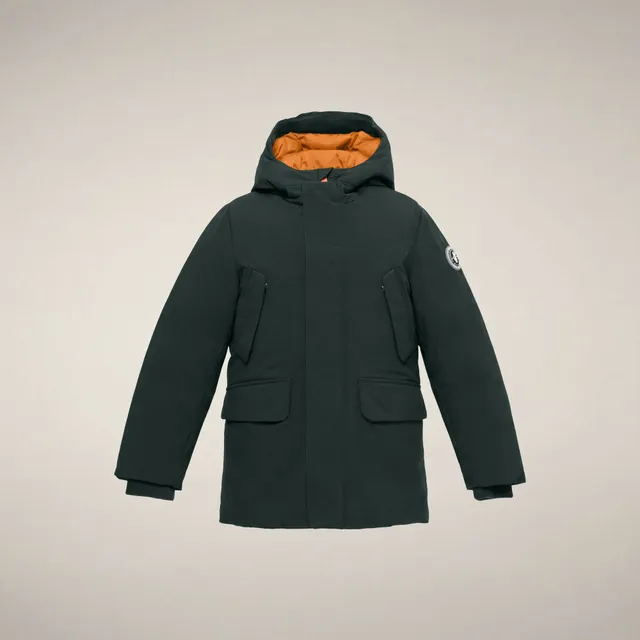 save-the-duck-mal-kinder-parka-mit-kapuze-verde-nori-arancio-ambra image 1