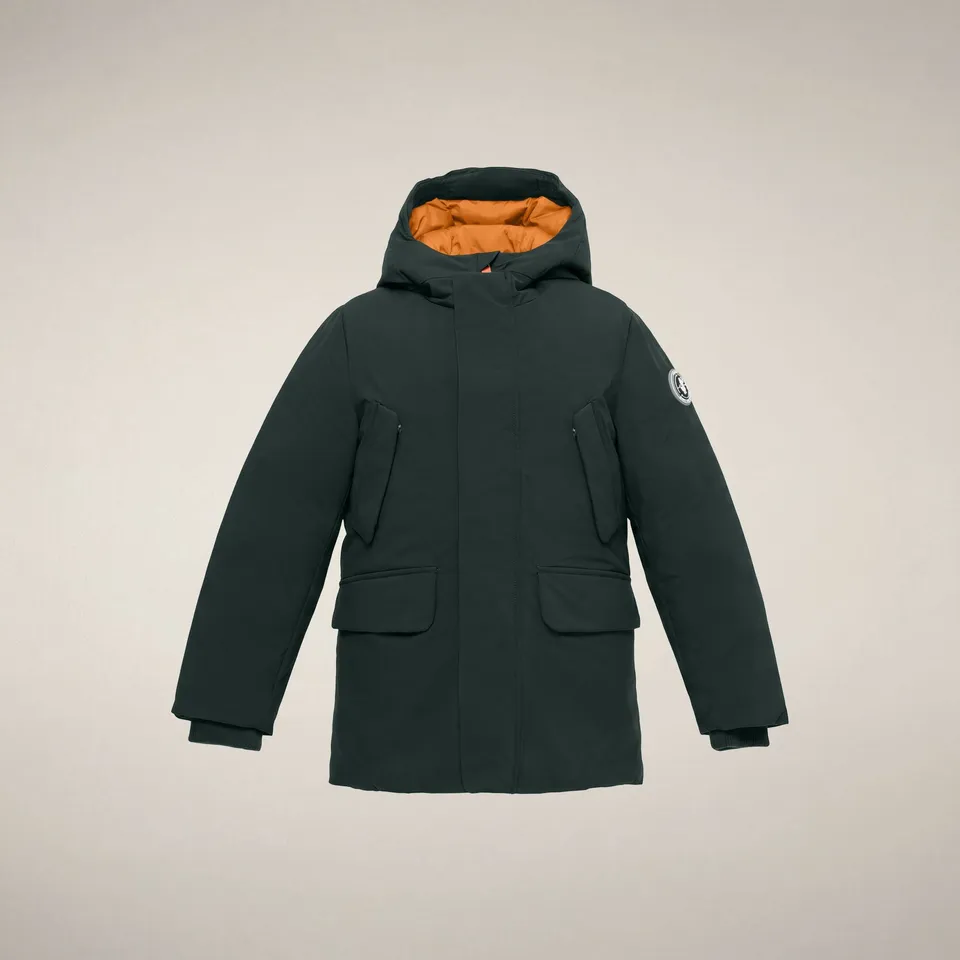 save-the-duck-mal-kinder-parka-mit-kapuze-verde-nori-arancio-ambra image 1
