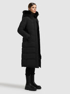 khujo-coat-porde2-black-knielanger-steppmantel-mit-teddyfell image 6