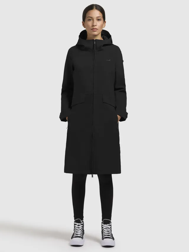 khujo-mantel-femke-schwarz-wasserdichter-regenmantel-slim-fit-mit-kapuze image 1