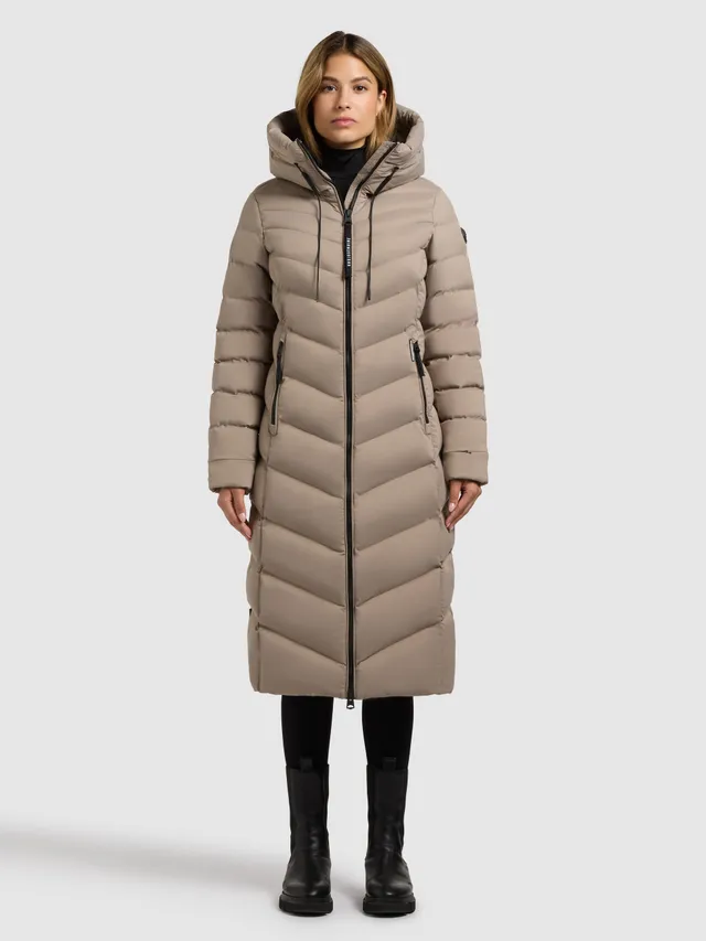 khujo-mantel-stoane2-greige-wadenlanger-damen-steppmantel-regular-fit image 1