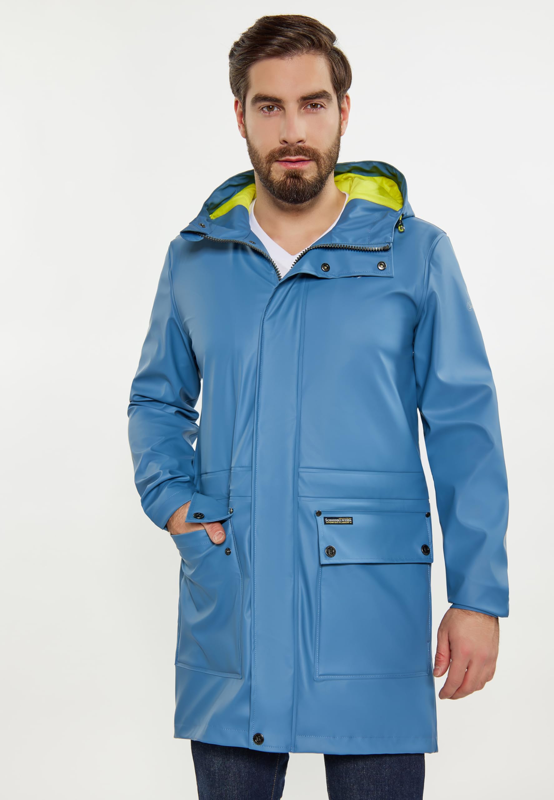 schmuddelwedda-herren-regenmantel-oberschenkellange-jacke-mit-kapuze image 3