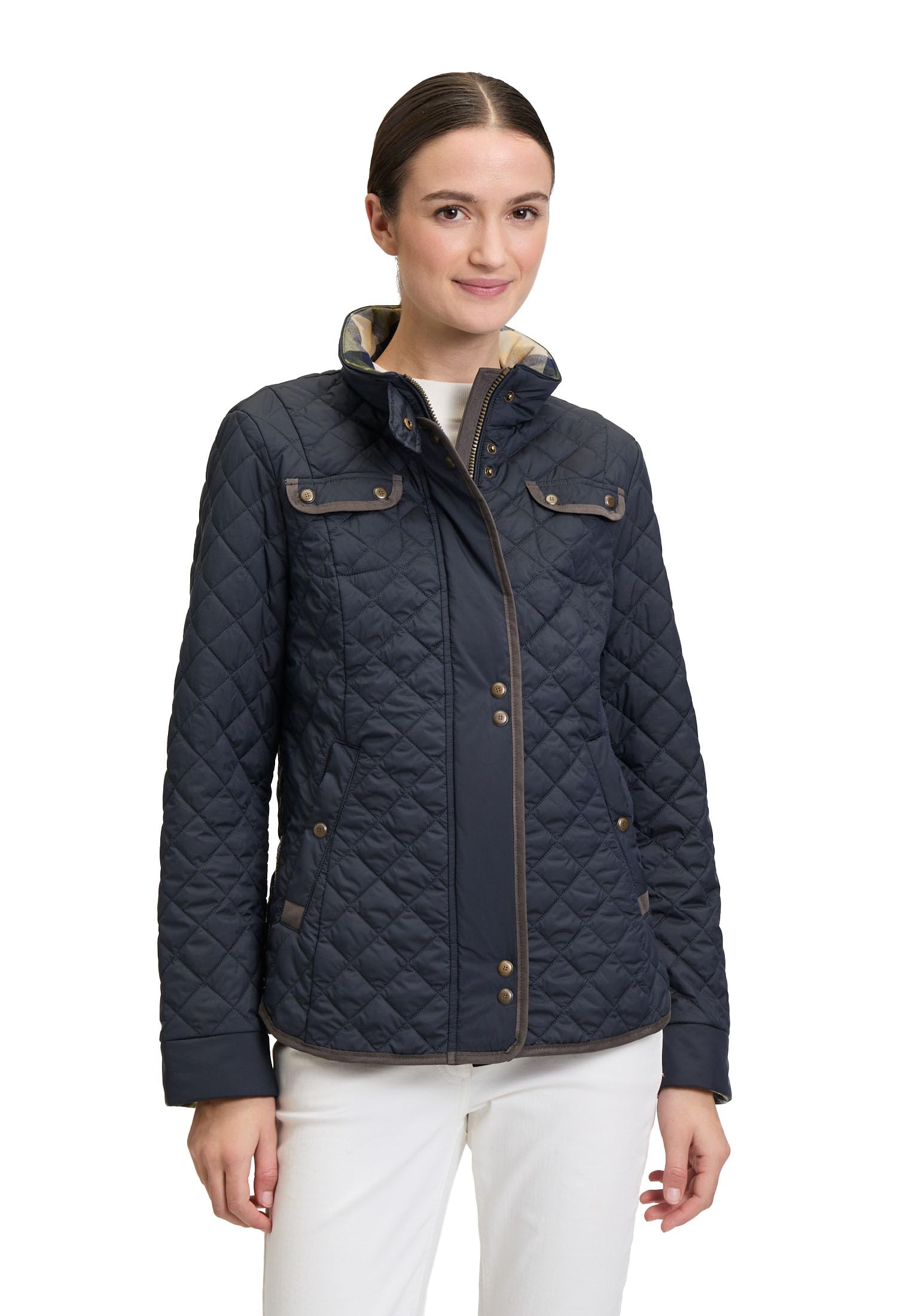 gil-bret-damen-steppjacke-9005-5227-karo-materialmix-mit-lederimitat-wattiert image 7