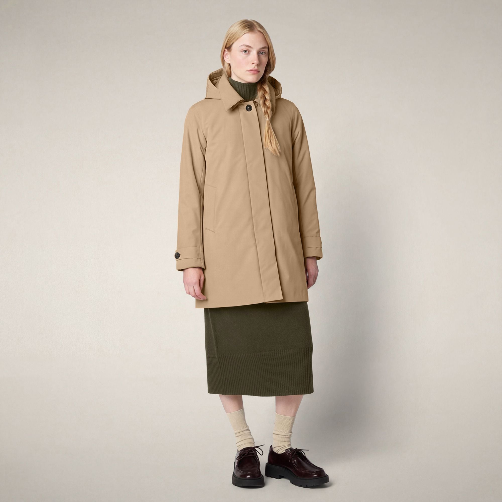 save-the-duck-embie-damen-regenmantel-beige-stardust image 1