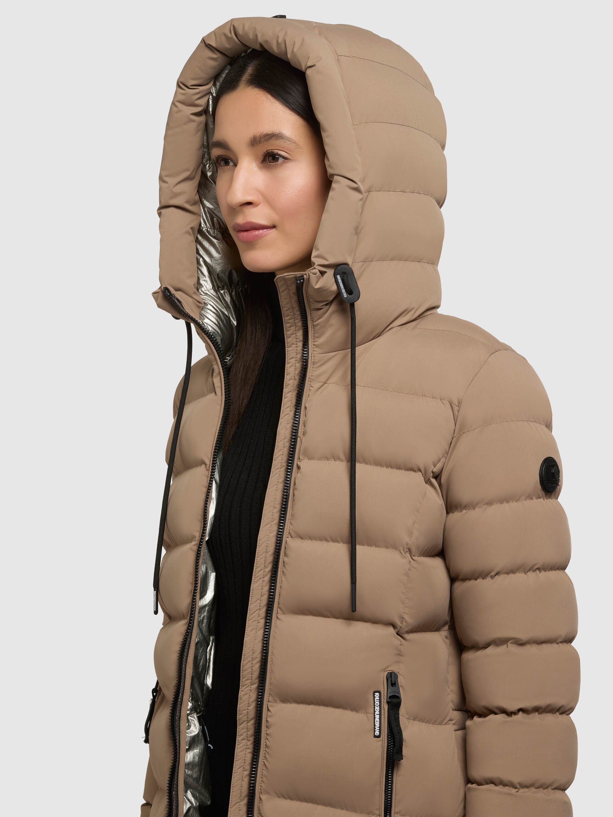 khujo-mantel-simmie2-cookie-beige-knielanger-slim-fit-steppmantel image 7