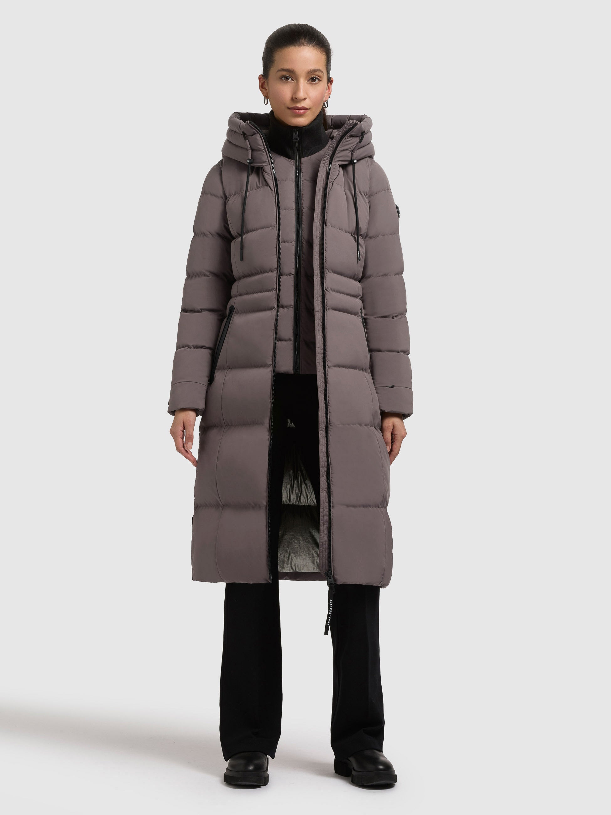 khujo-mantel-enakh-graphite-grey-knielanger-steppmantel-slim-fit-damen image 1