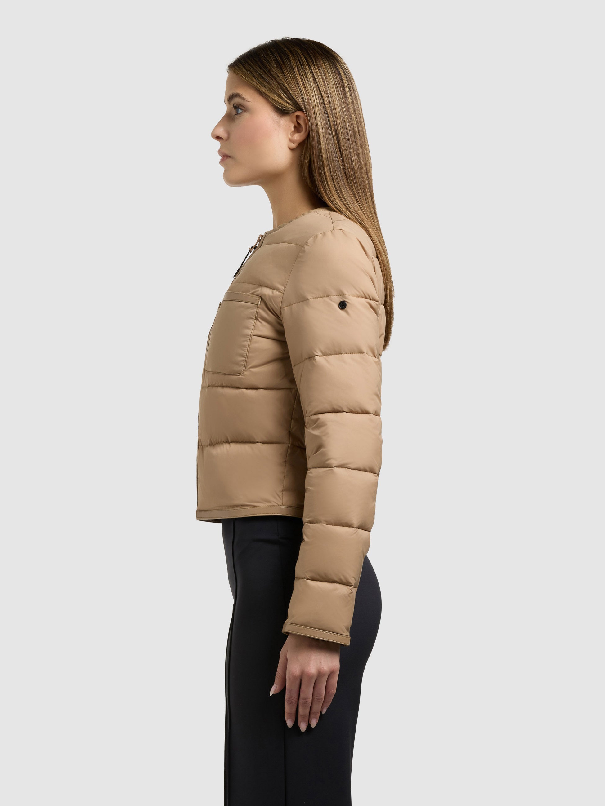 khujo-jacke-wanda-dark-camel-kragenlose-damen-steppjacke image 5