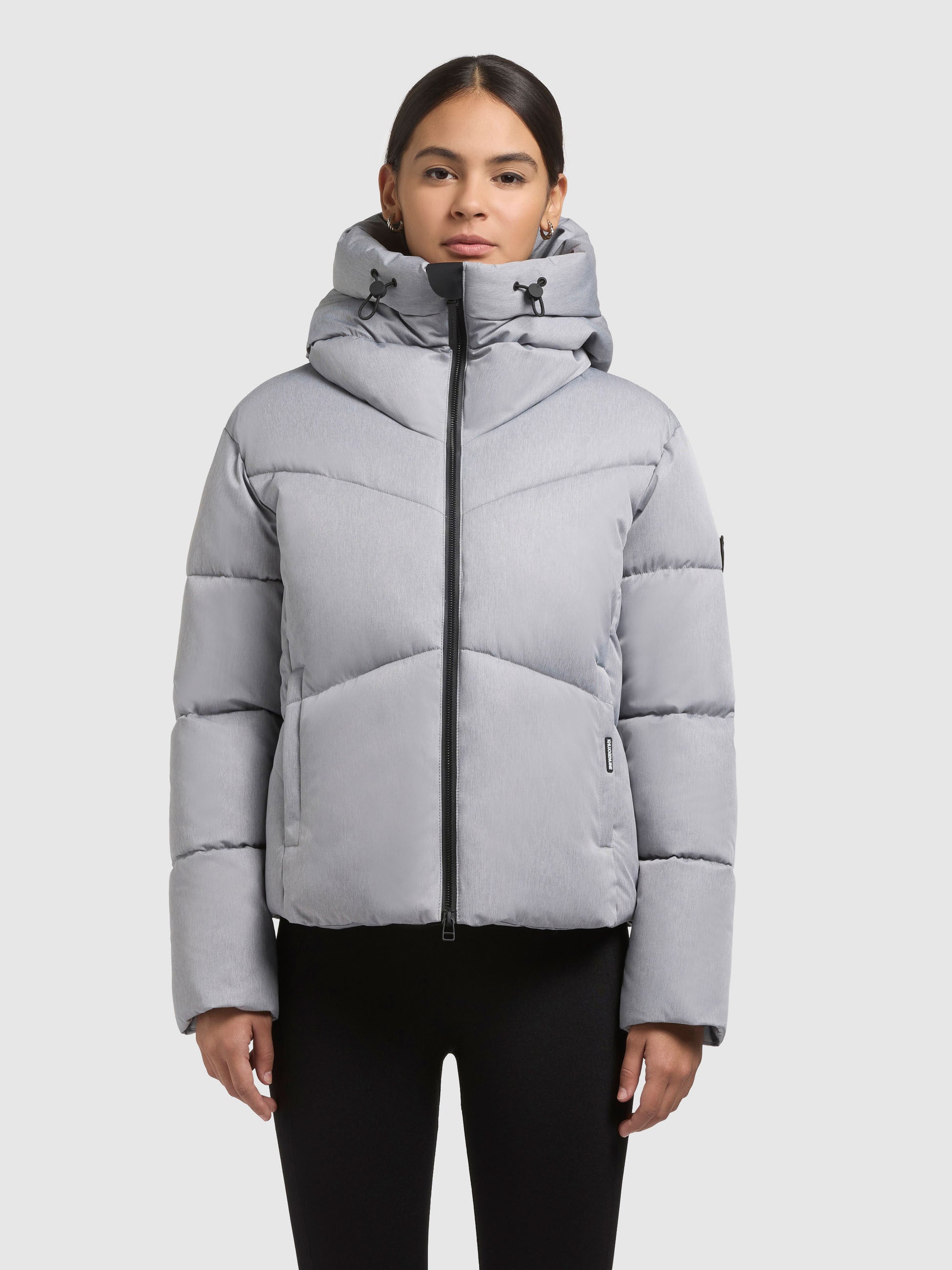 khujo-milly-damen-steppjacke-bliss-melange-grey-kurz-loose-fit-mit-kapuze image 4